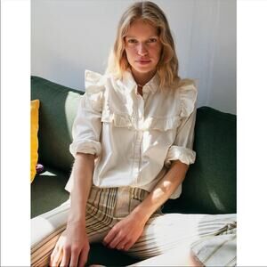 NWT Free People Samantha Ruffle Button Down Top